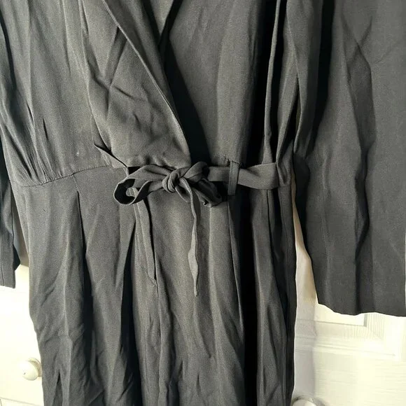 IRO Delicate Black Long Sleeve Tie Waist V-Neck Jumpsuit Women's Size FR 38